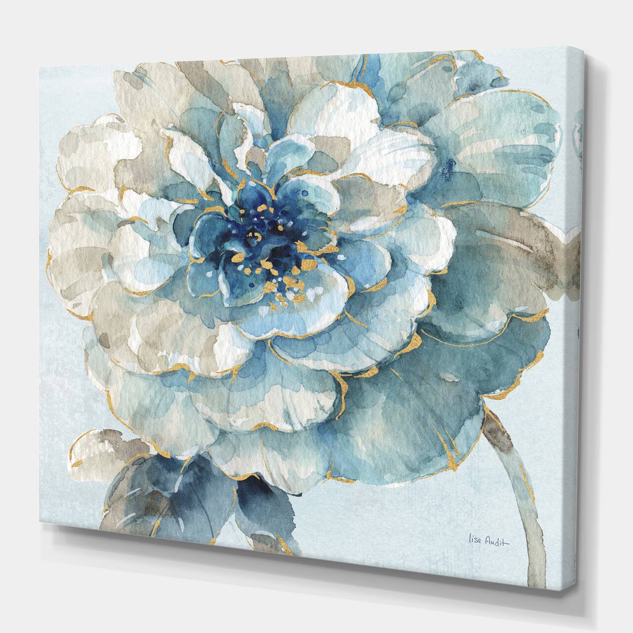 Designart - Indigold Watercolor Flower II - Farmhouse Canvas Artwork